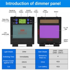 HITBOX Welding Helmet Large Viewing Screen True Color Solar Powered Auto Darkening with LCD Setting Display 4 Arc Sensors Shade 5/9-9/13 for TIG MIG Arc and Grinding