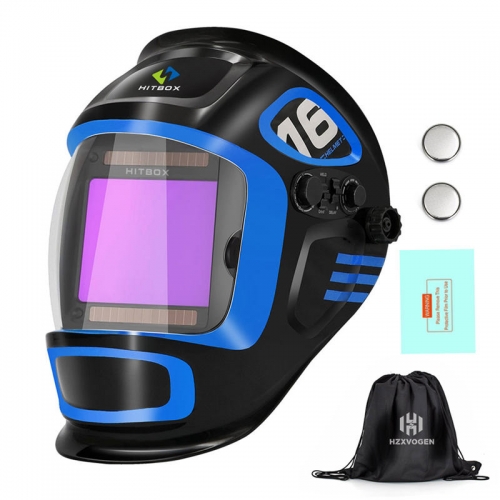 Large Viewing Screen 3.94"X3.66" True Color Solar Power Auto Darkening Welding Helmet, 4 Arc Sensor Wide Shade 4~5/9-9/13 for TIG MIG Arc Weld Grinding Welder Mask